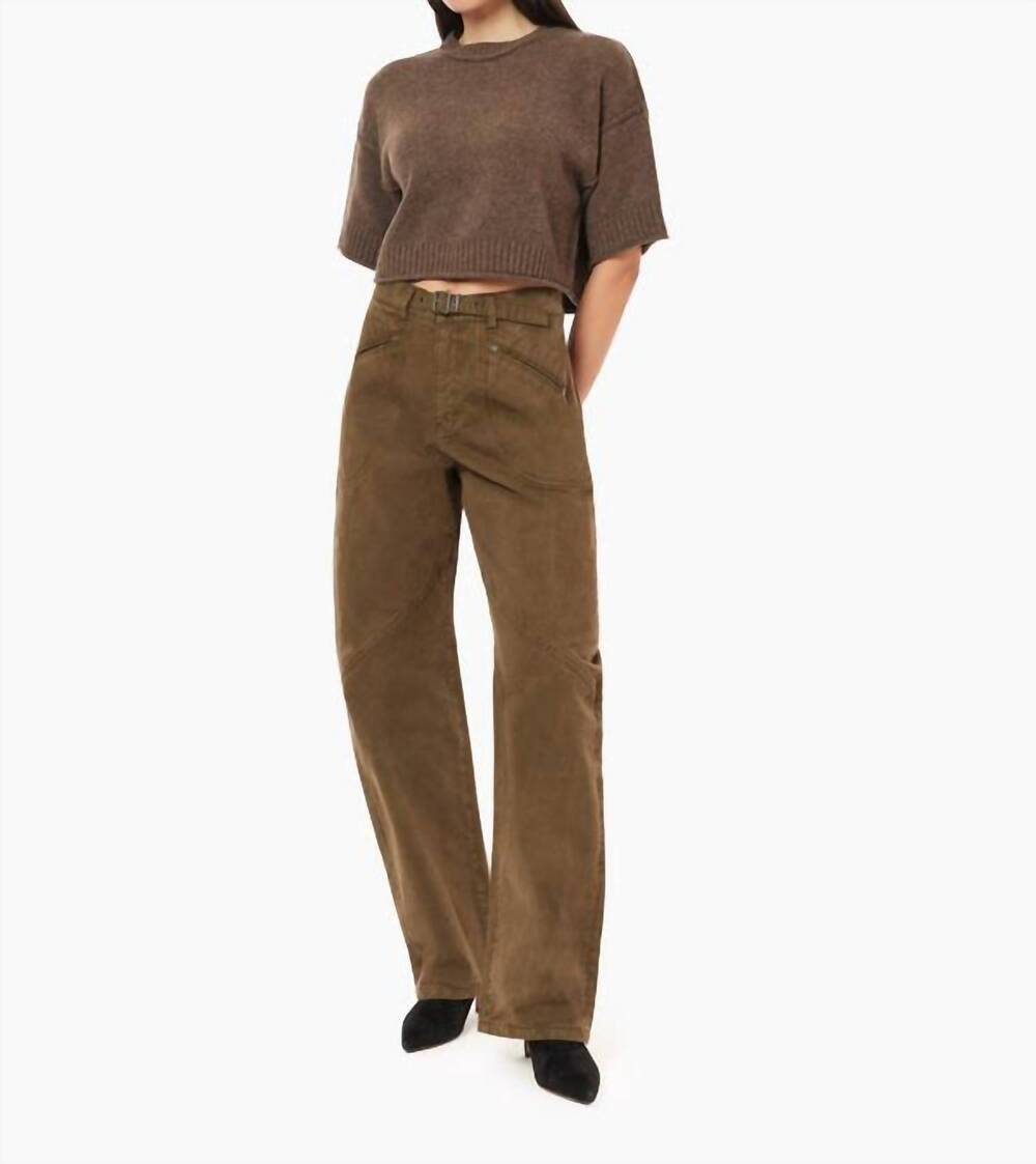 NEW HABITUAL gwen utility relaxed bowed slouch pants in dark moss
